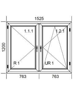 Kunststofffenster PVC Fenster 152,5 x 120 cm DREH + DREH/KIPP Aluplast Ideal 4000 2