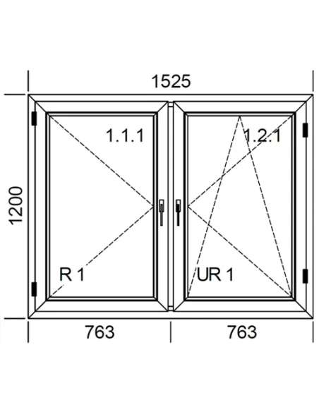 Kunststofffenster PVC Fenster 152,5 x 120 cm DREH + DREH/KIPP Aluplast Ideal 4000