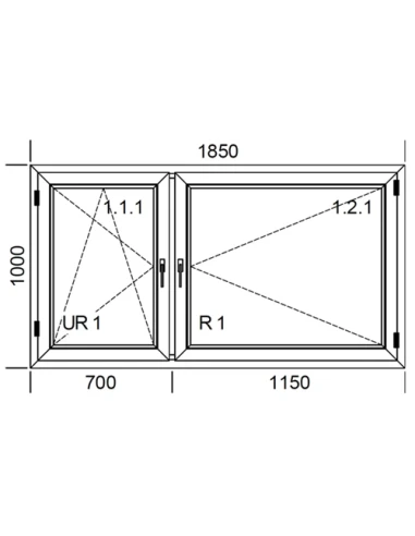 Kunststofffenster PVC Fenster 185 x 100 cm DREH/KIPP + DREH Aluplast Ideal 4000