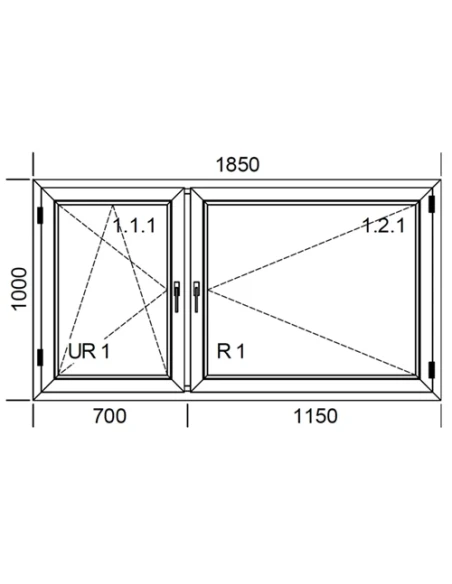 Kunststofffenster PVC Fenster 185 x 100 cm DREH/KIPP + DREH Aluplast Ideal 4000