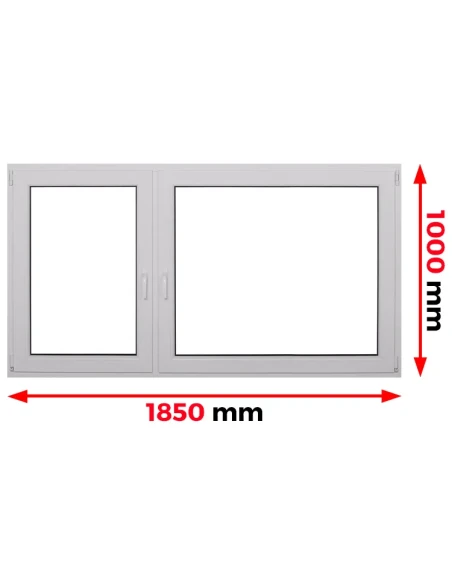 Kunststofffenster PVC Fenster 185 x 100 cm DREH/KIPP + DREH Aluplast Ideal 4000