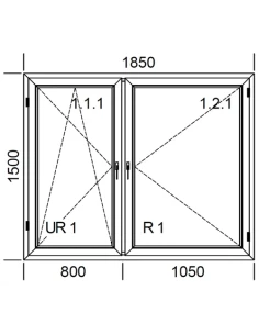 Kunststofffenster PVC Fenster 185 x 150 cm DREH + DREH/KIPP Aluplast Ideal 4000 2