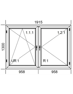 Kunststofffenster PVC Fenster 191,5 x 130 cm DREH/KIPP + DREH Aluplast Ideal 4000 2