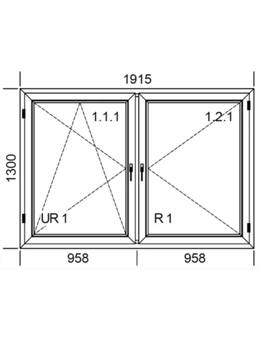 Kunststofffenster PVC Fenster 191,5 x 130 cm DREH/KIPP + DREH Aluplast Ideal 4000