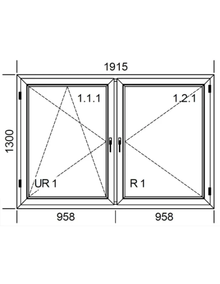 Kunststofffenster PVC Fenster 191,5 x 130 cm DREH/KIPP + DREH Aluplast Ideal 4000