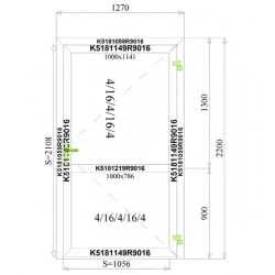 Aluminium Eineflügeliege Tür 1270 x 2200 mm MB-70 2