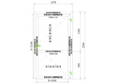 Aluminium Eineflügeliege Tür 1270 x 2200 mm MB-70