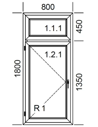 Kunststofffenster PVC Fenster 80 x 180 cm FIX | DREH Aluplast Ideal 4000