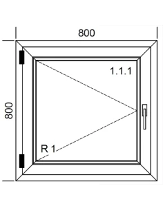 Kunststofffenster PVC Fenster 80 x 80 cm DREH Aluplast Ideal 4000 2
