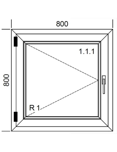 Kunststofffenster PVC Fenster 80 x 80 cm DREH Aluplast Ideal 4000