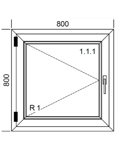 Kunststofffenster PVC Fenster 80 x 80 cm DREH Aluplast Ideal 4000