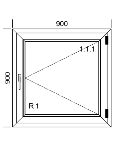 Kunststofffenster PVC Fenster 90 x 90 cm DREH Aluplast Ideal 4000