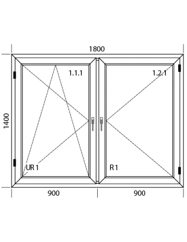 Kunststofffenster PVC Fenster 180 x 140 cm DREH/KIPP | DREH Aluplast Ideal 4000