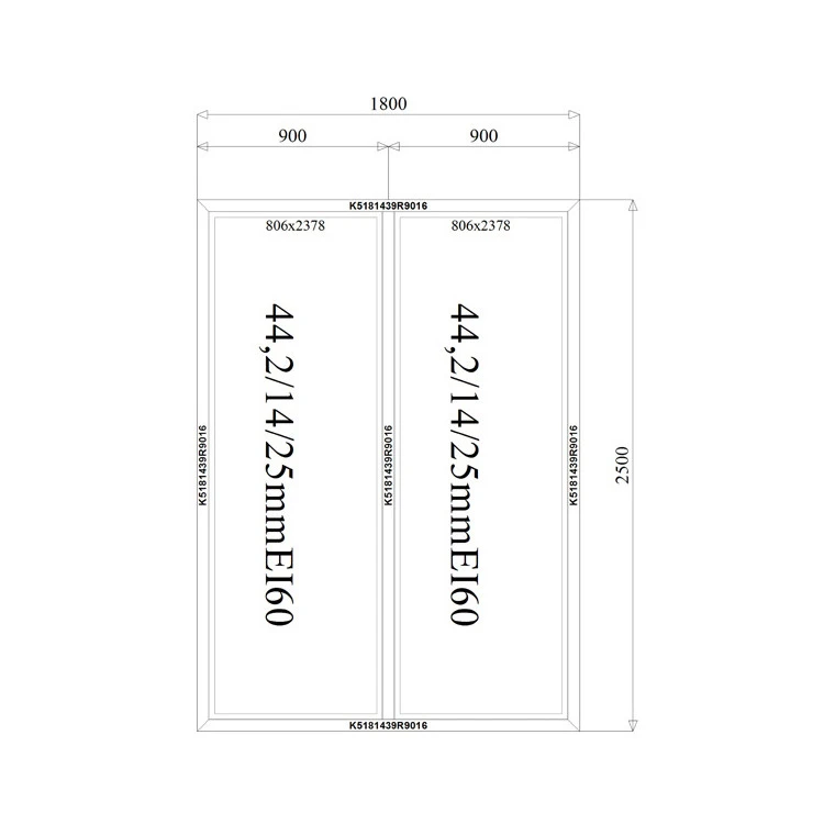 Aluminium Brandschutzfenster 1800 x 2500 mm MB78ei EI60