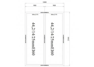 Aluminium Brandschutzfenster 1800 x 2500 mm MB78ei EI60