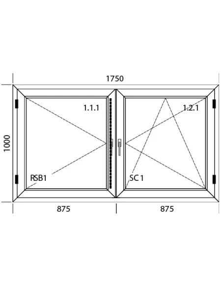 Kunststofffenster PVC Fenster 175 x 100 cm DREH/KIPP Aluplast Ideal 4000