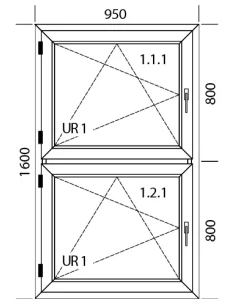 Kunststofffenster PVC Fenster 95 x 160 cm DREH/KIPP Aluplast Ideal 4000 2
