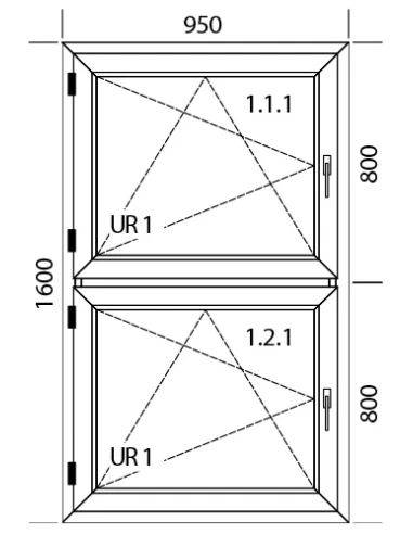 Kunststofffenster PVC Fenster 95 x 160 cm DREH/KIPP Aluplast Ideal 4000