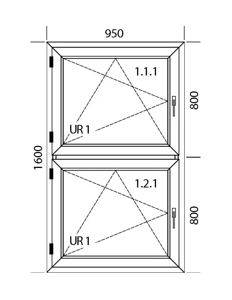 Kunststofffenster PVC Fenster 95 x 160 cm DREH/KIPP Aluplast Ideal 4000