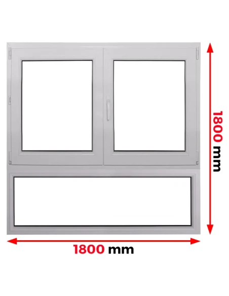 Kunststofffenster PVC Fenster 180 x 180 cm DREH | DREH/KIPP | FIX Aluplast Ideal 4000