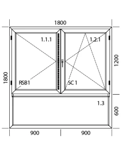 Kunststofffenster PVC Fenster 180 x 180 cm DREH | DREH/KIPP | FIX Aluplast Ideal 4000 2