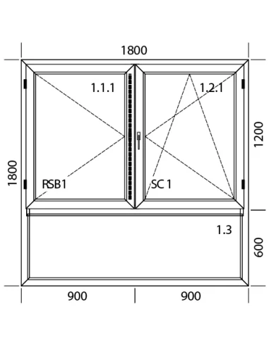 Kunststofffenster PVC Fenster 180 x 180 cm DREH | DREH/KIPP | FIX Aluplast Ideal 4000