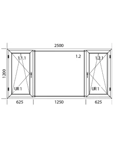 Kunststofffenster PVC Fenster 250 x 120 cm DREH/KIPP | FIX | DREH/KIPP Aluplast Ideal 4000 2