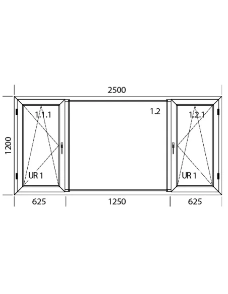 Kunststofffenster PVC Fenster 250 x 120 cm DREH/KIPP | FIX | DREH/KIPP Aluplast Ideal 4000