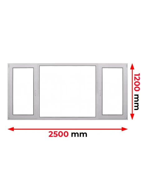 Kunststofffenster PVC Fenster 250 x 120 cm DREH/KIPP | FIX | DREH/KIPP Aluplast Ideal 4000