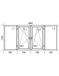 Kunststofffenster PVC Fenster 280 x 135 cm FIX | DREH/KIPP | DREH/KIPP | FIX Aluplast Ideal 4000 2