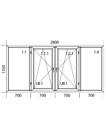 Kunststofffenster PVC Fenster 280 x 135 cm FIX | DREH/KIPP | DREH/KIPP | FIX Aluplast Ideal 4000