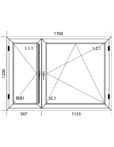Kunststofffenster PVC Fenster 170 x 120 cm DREH | DREH/KIPP Aluplast Ideal 4000