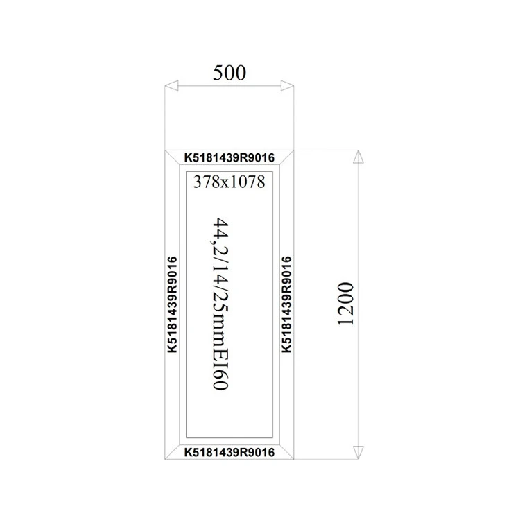 Aluminium Brandschutzfenster EI60 500 x 1200 mm MB78EI