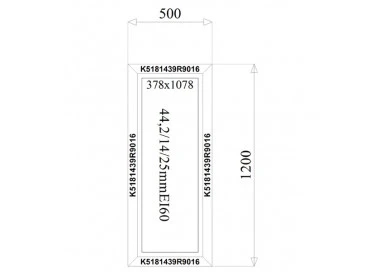 Aluminium Brandschutzfenster EI60 500 x 1200 mm MB78EI