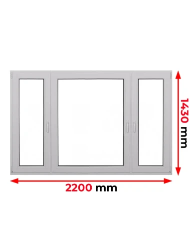 Kunststofffenster PVC Fenster 220 x 143 cm DREH/KIPP | DREH | DREH/KIPP Aluplast Ideal 4000