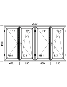 Kunststofffenster PVC Fenster 260 x 150 cm DREH | DREH/KIPP | DREH | DREH/KIPP Aluplast Ideal 4000 2