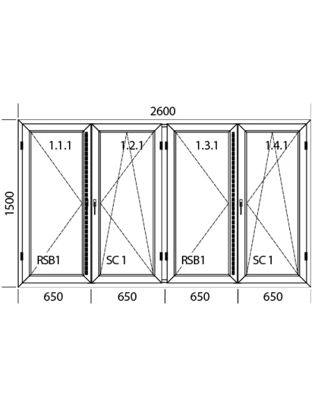 Kunststofffenster PVC Fenster 260 x 150 cm DREH | DREH/KIPP | DREH | DREH/KIPP Aluplast Ideal 4000