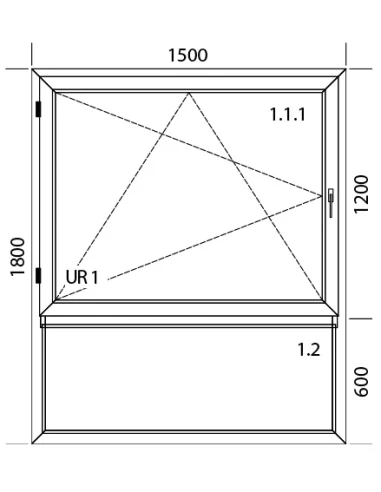 Kunststofffenster PVC Fenster 150 x 180 cm DREH/KIPP | FIX Aluplast Ideal 4000