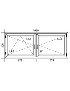 Kunststofffenster PVC Fenster 195 x 80 cm DREH/KIPP | DREH Aluplast Ideal 4000 2