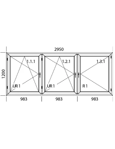 Kunststofffenster PVC Fenster 295 x 120 cm DREH/KIPP | DREH/KIPP | DREH Aluplast Ideal 4000