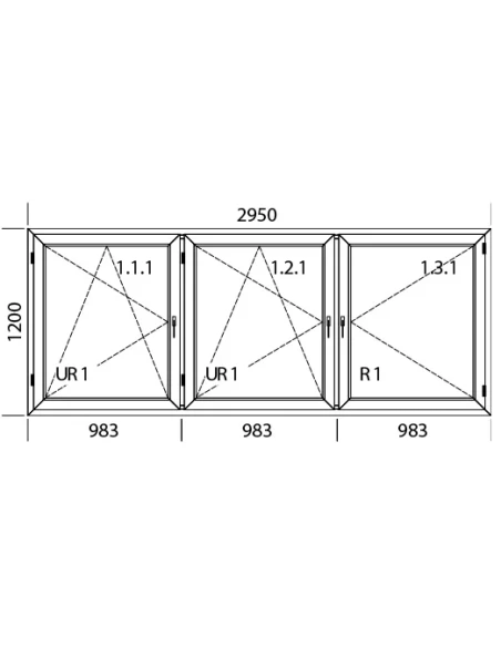 Kunststofffenster PVC Fenster 295 x 120 cm DREH/KIPP | DREH/KIPP | DREH Aluplast Ideal 4000