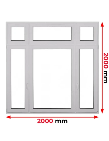 Kunststofffenster PVC Fenster 200 x 200 cm FIX | FIX | FIX | DREH/KIPP | FIX | DREH/KIPP Aluplast Ideal 4000