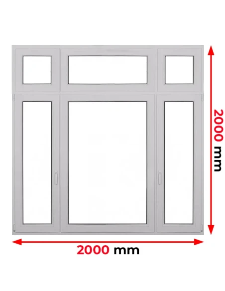 Kunststofffenster PVC Fenster 200 x 200 cm FIX | FIX | FIX | DREH/KIPP | FIX | DREH/KIPP Aluplast Ideal 4000
