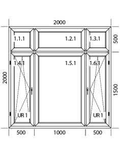 Kunststofffenster PVC Fenster 200 x 200 cm FIX | FIX | FIX | DREH/KIPP | FIX | DREH/KIPP Aluplast Ideal 4000 2