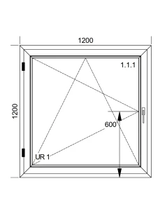 Kunststofffenster PVC Fenster 120 x 120 cm Dreh/KIPP Aluplast Ideal 4000 2