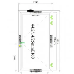 Aluminium Brandschutztür 1240 x 2220 mm MB78ei EI60 2