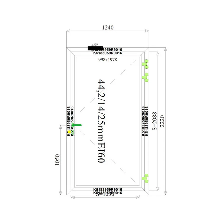Aluminium Brandschutztür 1240 x 2220 mm MB78ei EI60