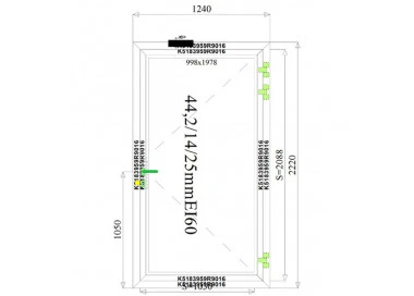 Aluminium Brandschutztür 1240 x 2220 mm MB78ei EI60