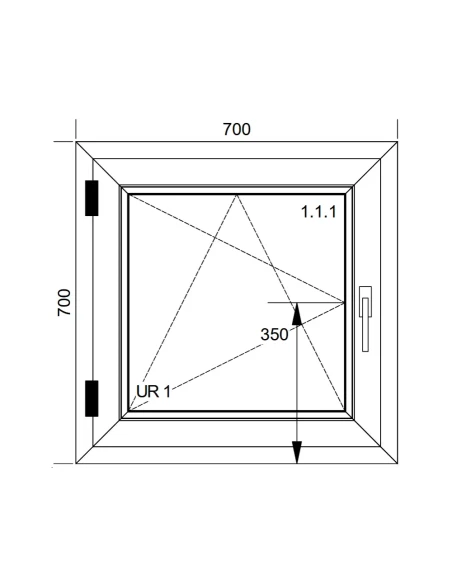 Kunststofffenster PVC Fenster 70x70 cm DREH/KIPP Aluplast Ideal 4000