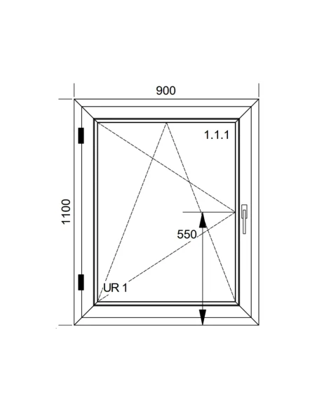 Kunststofffenster PVC Fenster 90x110 cm DREH/KIPP Aluplast Ideal 4000